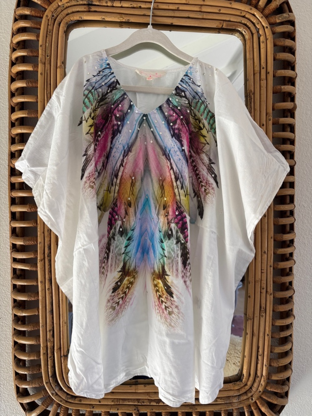 Tutu du Monde girls Feather Print Coverup Caftan 6/7